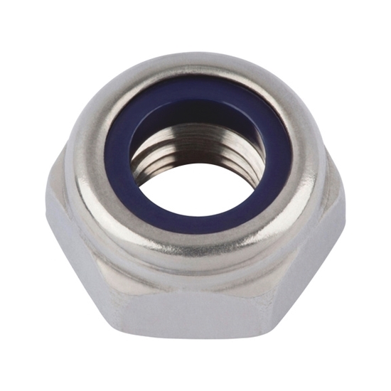 Afbeelding van Zelfborg. 6-kantmoer+nylon ring DIN985 RVS-A2 M6