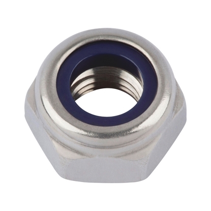 Afbeeldingen van Zelfborg. 6-kantmoer+nylon ring DIN985 RVS-A2 M4